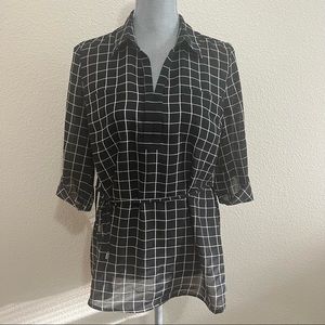 Motherhood Maternity Black and White Checkered Blouse, Size S